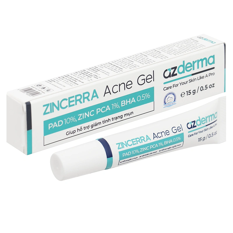 Gel Azderma Zincerra Acne giảm mụn sưng viêm tuýp 15g - 